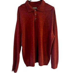 Vintage David Taylor Men’s XL Maroon Polo Sweater |‎ Soft Knit Preppy Classic